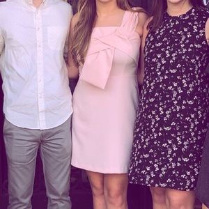 Pink short boutique tie front detail dress